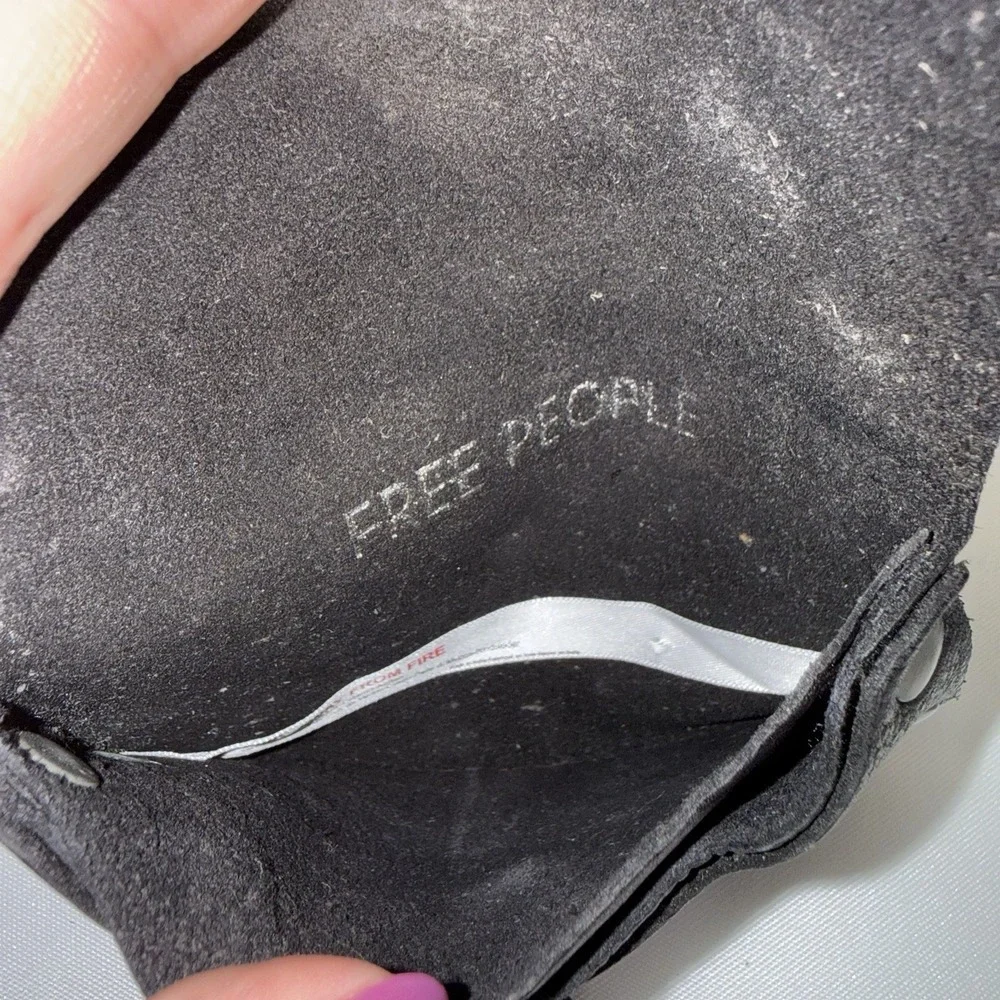 Free People Pulito Mini Wallet Leather Handmade Bi-Fold Pouch Black